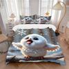 3-teiliges Winter Wonderland Schneeeule Bettwäsche-Set - Enthält einen Bettbezug und zwei Kissenbezüge (Kein Kern) - Festliches Geschenk für Schlafzimmerdeko - Pol