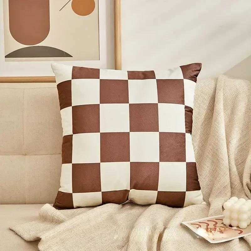 Checkerboard Plaid Cushion Cover Pillowcase Sofa Seat Bed Retro Home Decor