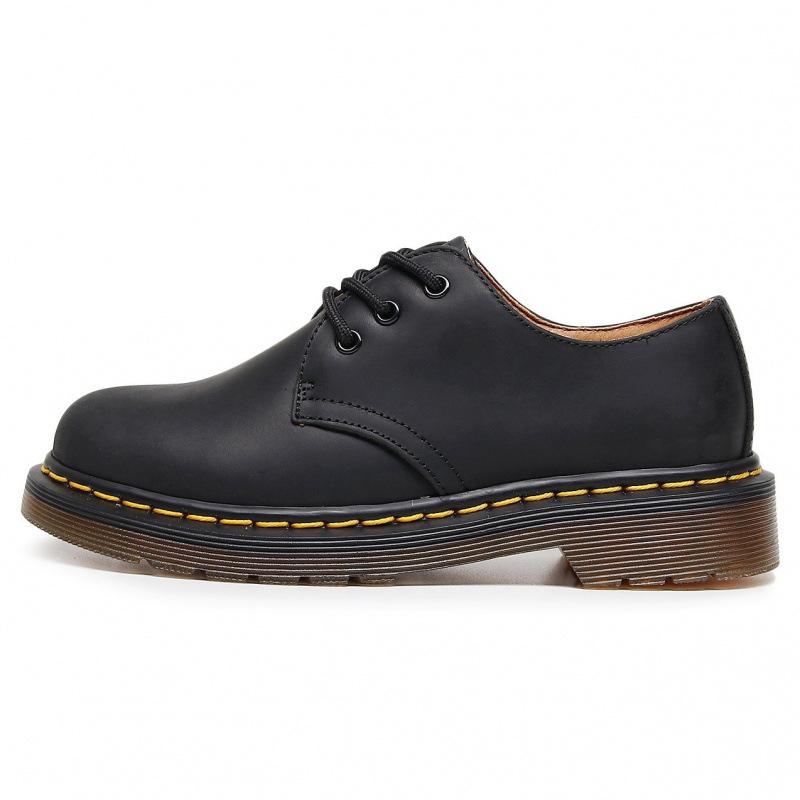 First layer low-top small leather shoes women's leather Crazy Horse brown large size short boots round head men's and women's couples leisure workers