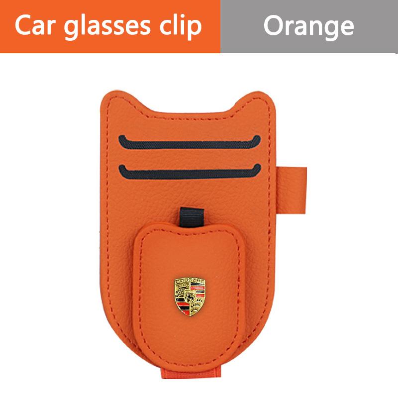 3D Metal Logo Car Interior Glasses Clip Card Sunglasses Storage Holder for Porsche 911 Cayenne Macan 718 Cayman Boxster Panamera