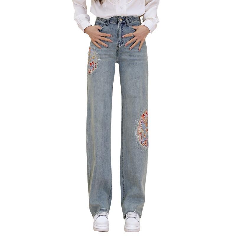2024 Herbst Damen High Waist Wide Leg Jeans - Schlankmachend, Locker, Nationaler Stil