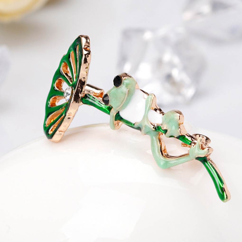Lovely Drop Enamel Frog Brooch Pins Women Alloy Animal Breastpin Suits Dress Banquet Accessories Gift