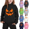 Kids' Hooded Sweatshirt with Halloween Print Pullover Top