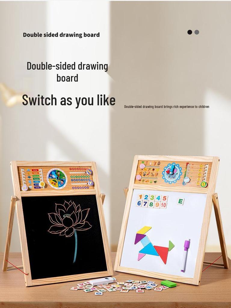 Kids' Magnet Double-Sided Erasable Drawing & Writing Board with Stand
