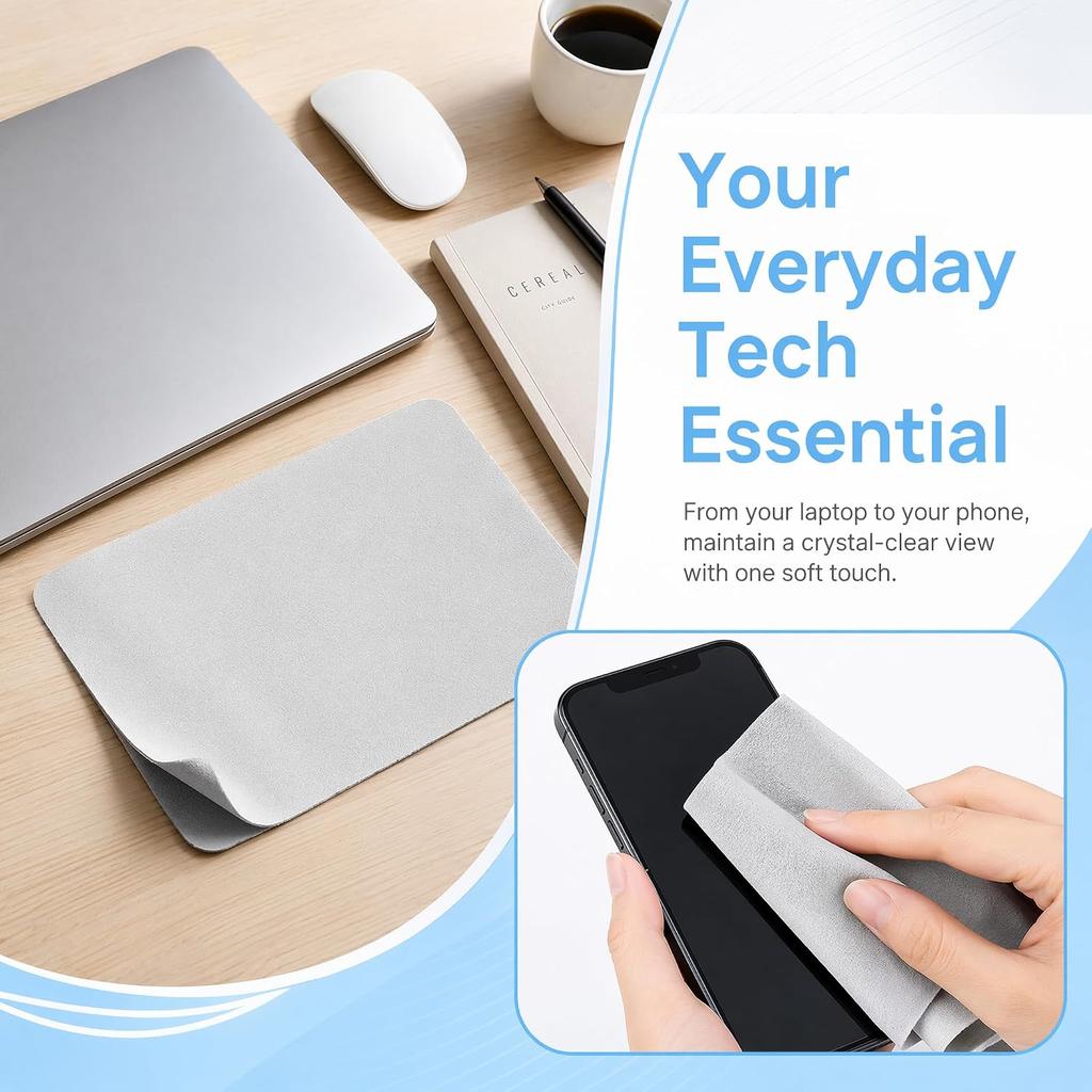 2-in-1 Microfiber Keyboard Palm Rest Dust Cover, Screen Cleaning Cloth Protector for MacBook Pro 13-16 Inch Laptops