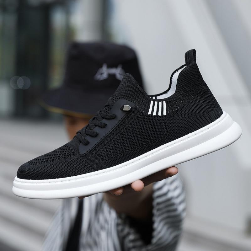 Set of men's shoes summer breathable thin fly-woven mesh shoes men's black versatile casual sports shoes