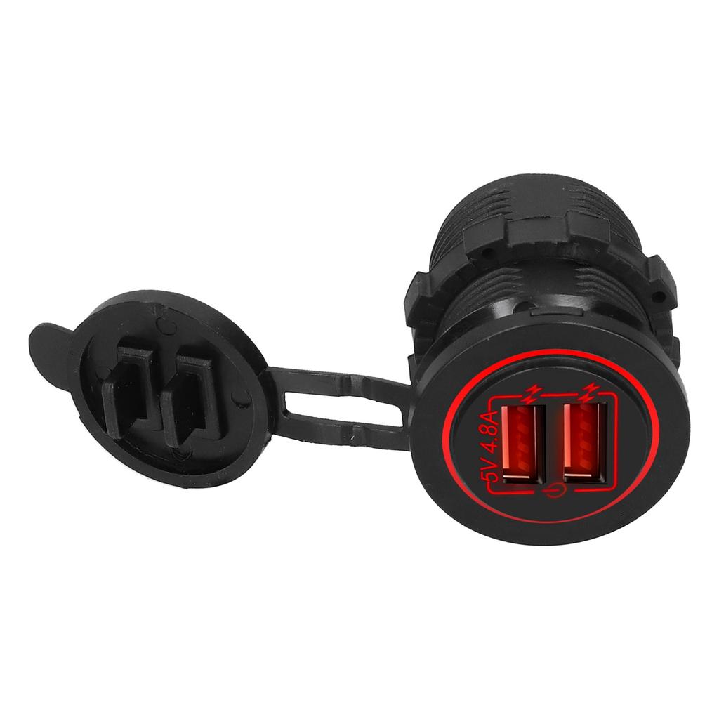 Auto Motorrad Ladegerät 5V 4,8A Dual-USB-Buchse mit Touch-Panel Ein/Aus-Schalter Staubdichte Abdeckung Universell für Boot