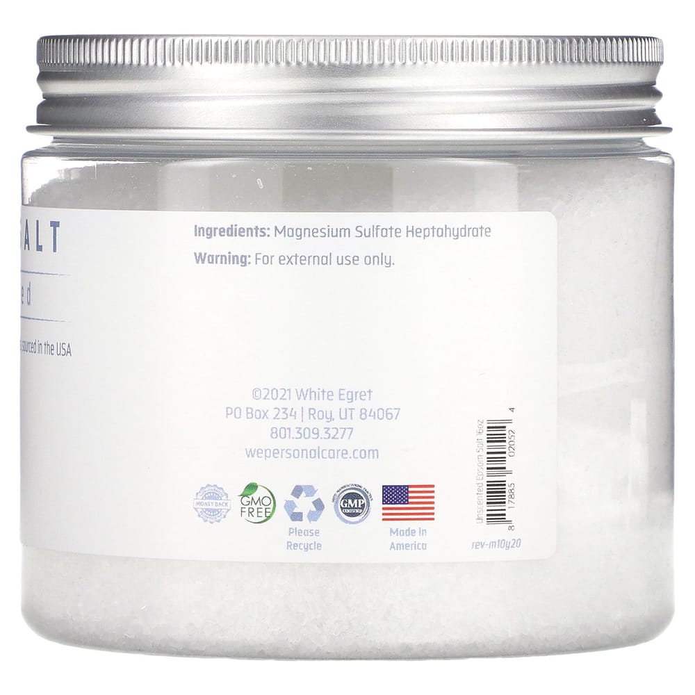 White Egret Personal Care Unscented Epsom Salt 454g (16oz)