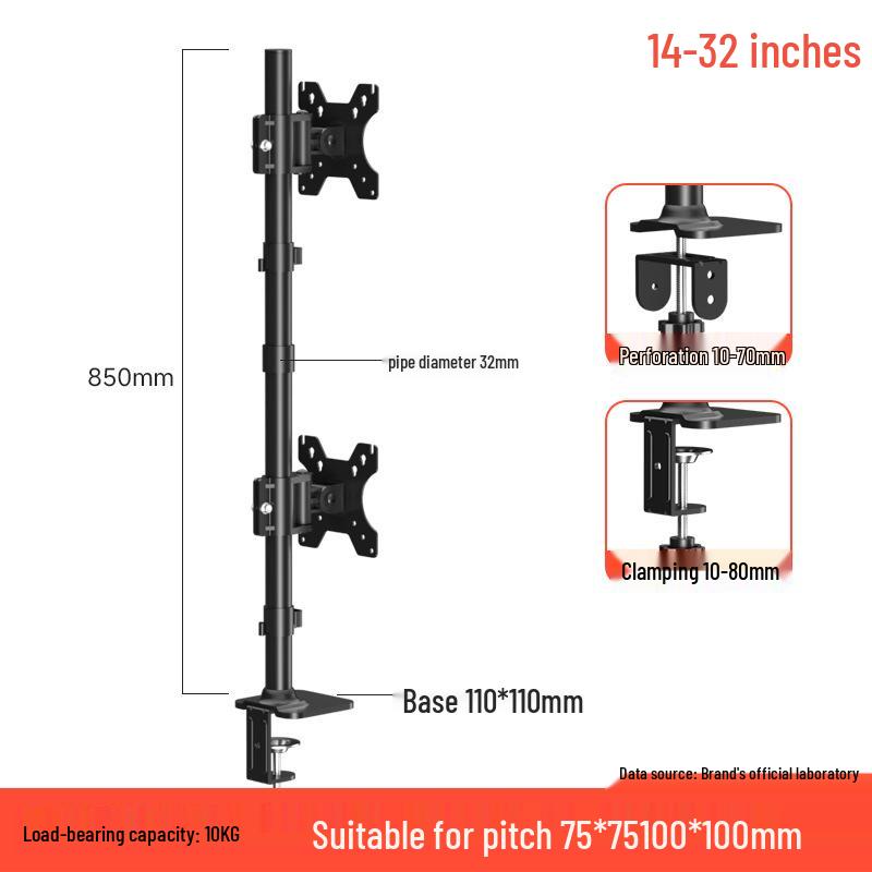 Adjustable Monitor Stand for 17-32 Inch Screens, No-Drill Desktop Mount with Mechanical Arm