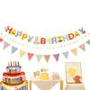First Birthday Party Hanging Decoration: Happy Birthday Banner with Pom Poms and Bunting for Kids.