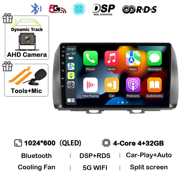 Android 14 Carplay Auto For Toyota BB 2 QNC20 2005-2016 Car Radio Multimedia Video Player Navigation GPS 4G+WIFI Stereo Audio BT