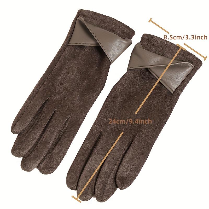 Women's Elegant Touchscreen Gloves, 1 Pair, Winter Warmth, Polyester Fleece Lining, Elastic, Solid Color, Bowknot Design, Breathable Knit