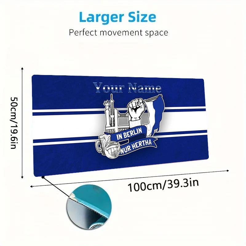 Hertha BSC Custom Name Large Size Mouse Pad Large Gaming Table Cushion Non-slip Laptop Tablet Big Mousepad XXL Mat Mini PC Playmat With Lock Edge