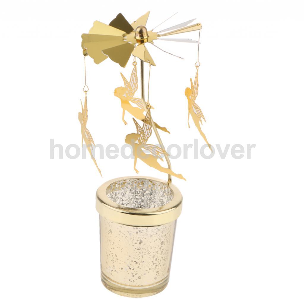 Carrousel Tealight Rotating Candle Holders Romantic Golden Night Light Creative Gifts Holiday Decorative Lamp