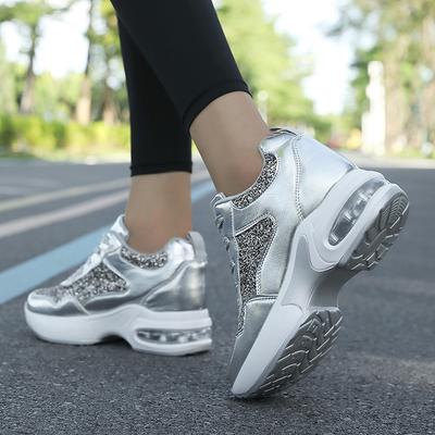 New Rhinestone Dad Shoes Women's Autumn Fashion Versatile Inner Heightening Women's Shoes Platform Casual Sports Shoes