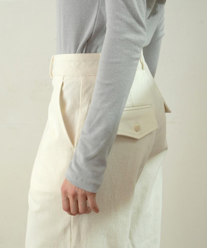 Aejeuipeu Tan Fleece Cotton Pants (Ivory)