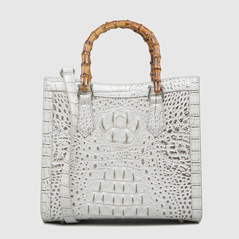 Ladies Luxury Bags Csw003 Women's Crocodile Pattern Leather Handbags Bamboo Handle Bag Luxury Fashion Lady Square Shoulder Messenger Bags Mom Tide
