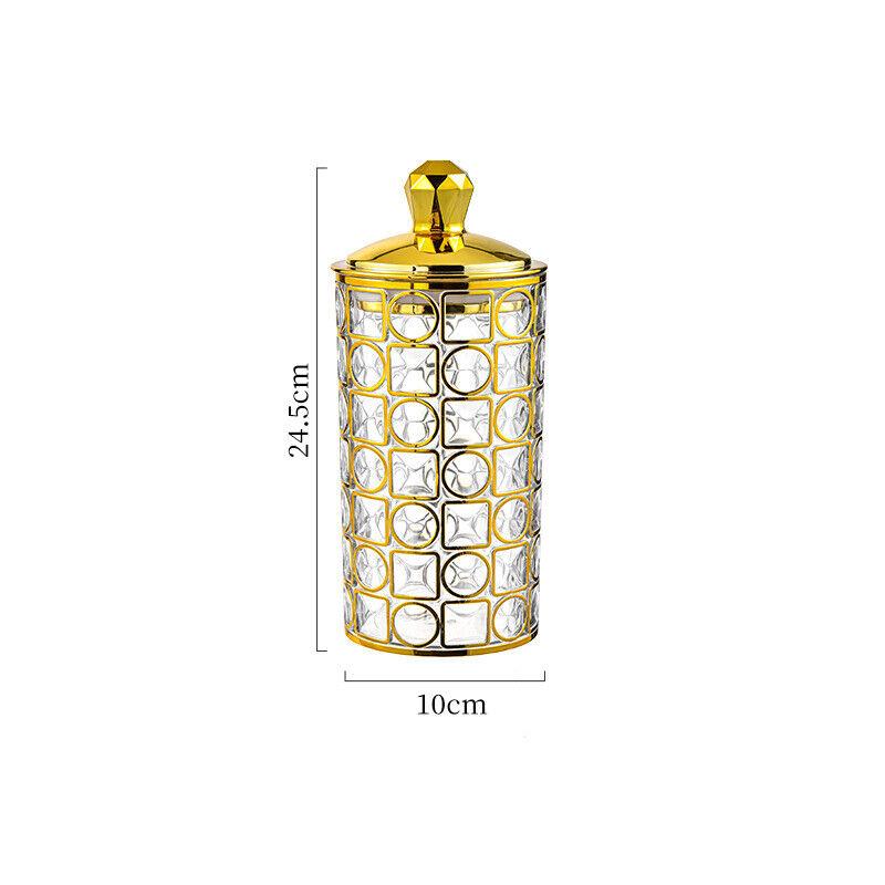 1PC Multifunctional Storage Tank Light Retro Pattern Transparent Sealed Jar Luxury Golden Lid Candy Coffee Bean Storing Jar