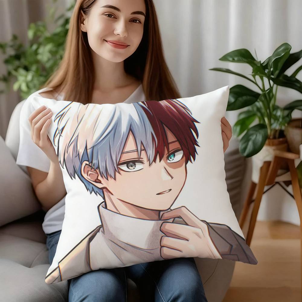 Kawaii Shoto Todoroki Chibi Pillow Case Plush Fabric Soft Pillowcase Double Sided Print Cushion Cover Household Gifts 12x12Inch