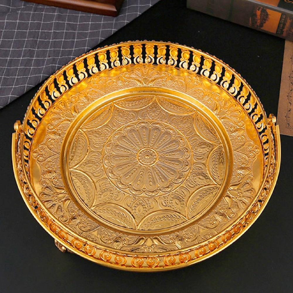 Alloy Dessert Plate Round Cake Plate Platters Fruit Tray Living Room
