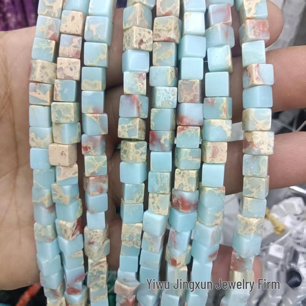 6x6mm Quadratische Rosenquarz-Achat-Perlenkette - Naturstein DIY-Zubehör