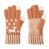 GlovesDEPO Made In Smartphone Reindeer and Snowflake Orange Women's Cashmere-Like Gloves, Japan, Compatible, Print,