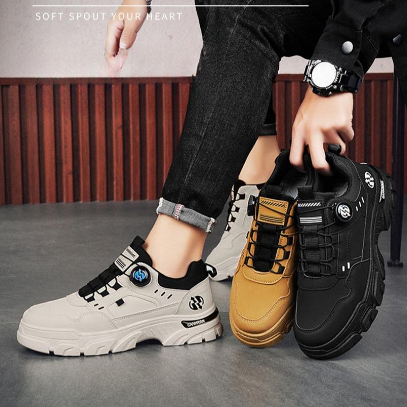 Fashion Winter New Mens Shoes Sneakers Outdoor No-slip Waterproof Rotating Button Hiking Climbing Shoes Fashion Male High Top Work Boots