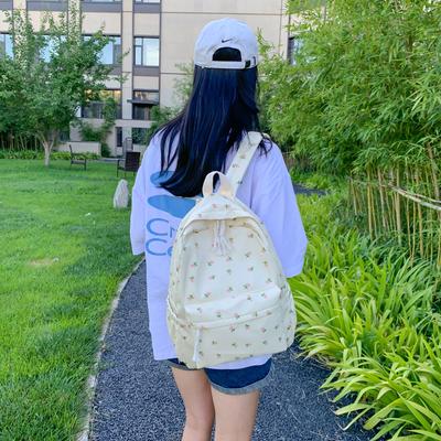Cross-border New Korean Version Girly Floral Backpack Campus Bestie Flower  School Bag Junior High