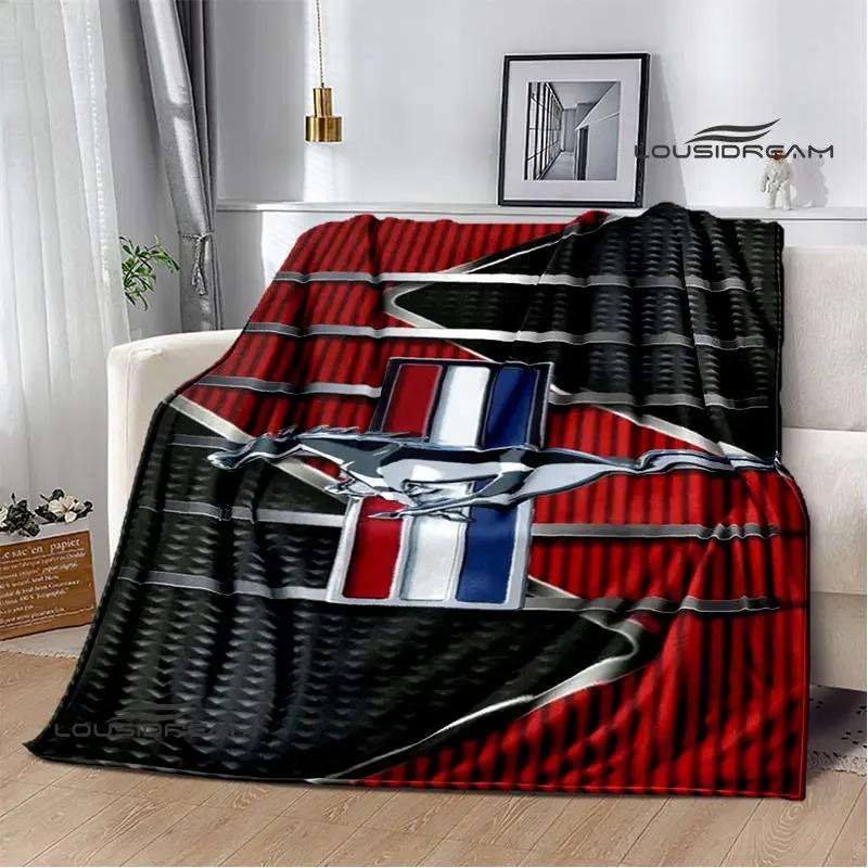 Mustang Car Logo Printed Blanket Flannel Blanket Warm Blanket Blankets for Beds Rainbow Blanket Picnic Blanket Birthday Present