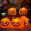 Funny Halloween Gift Pumpkin Night Light, Decorative LED Ghost Lantern, Lighted Face Figurine Festive Room Decoration for Home Party Desktop