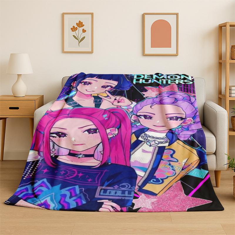 

Kpop Охотник на демонов Руми Мира Зои Мультяшная группа Фланелевое одеяло Мягкое теплое плед для спальни гостиной кровати Путешествия Подарок 75x90cm