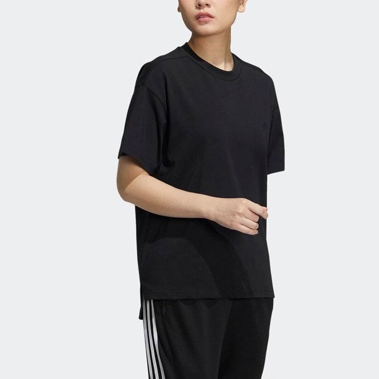 Adidas SS22 Solid Color Logo Round Neck Casual Short Sleeve T-Shirt Women Tops Black HC2547