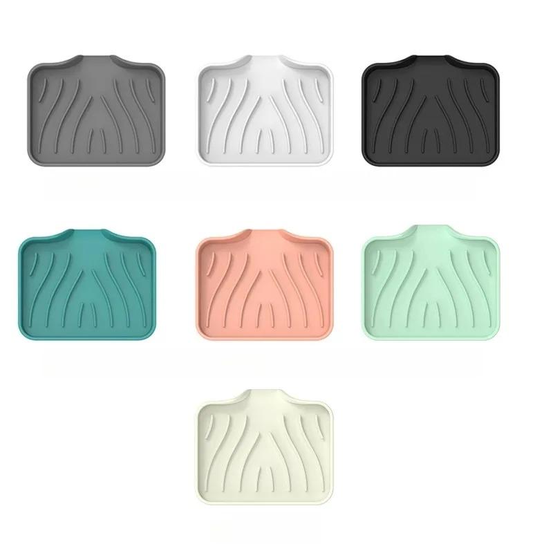 New Kitchen Bathroom Anti-slip Sink Tray Creative Washing Table Soap Tray Free Punch Drain Rack Silicone Drain Soap Box 1Pcs