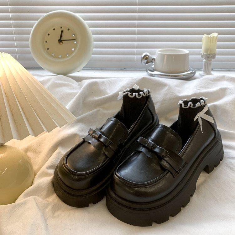 Women Shoes JK Japanese Kawaii Black White Cute Lolita Shoes Retro Vintage