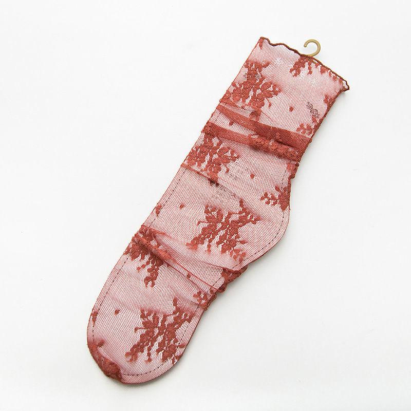 Lace Stocking Women's Middle Tube Mesh Hollow Lace Pile Stocking Summer Thin Transparent