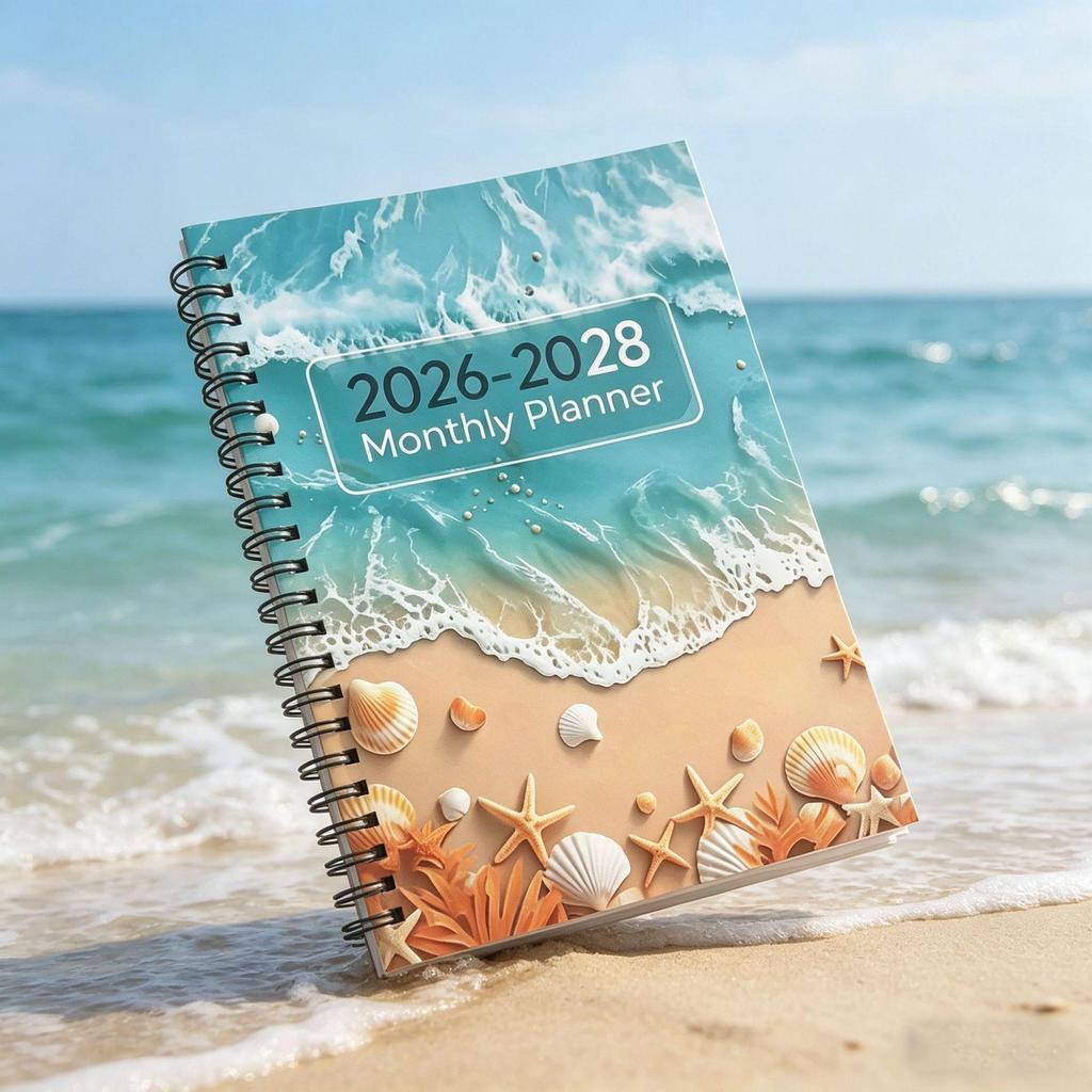 2026-2028 Ozean-Stil A5 Spiral-Monatsplaner Notizbuch
