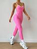 Cross-Border Color Block Strappy Quick-Dry Ribbed Sleeveless Yoga Jumpsuit