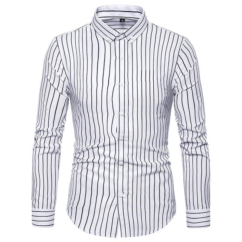 2024 Men's Slim Fit Striped Long Sleeve Shirt - Youth Fashion Business Casual
