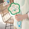Handmade Hand Cranked Fan Handheld Cute Woven Fan Colorful Manual Straw Hand Fans  Party Decoration