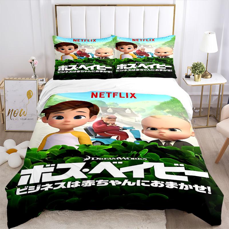 Baby Boss Adventure Print 3Pcs Bedding Setduvet Cover With 2 Bedropillowcase Home Birthday Gift