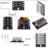 12/10/8/6 Wege Auto Flachsicherungshalter Sicherungskasten Modifizierter Klemmenblock Sicherung mit LED-Warnleuchte für Auto Boot Marine Trike 12V 24V