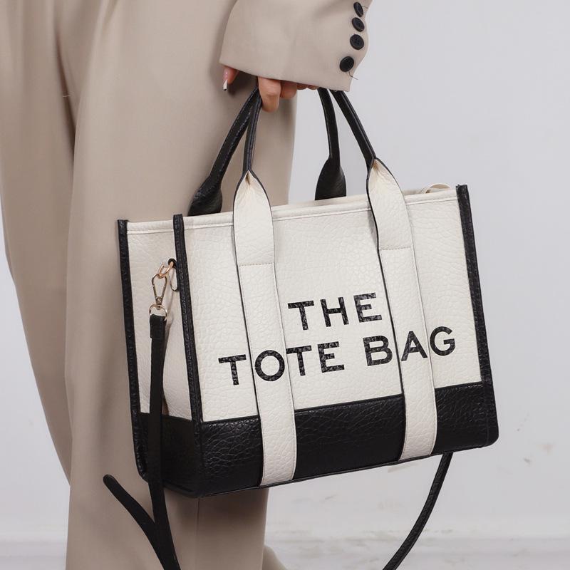 Dvoubarevná evropská a americká módní velká tote taška přes rameno a crossbody