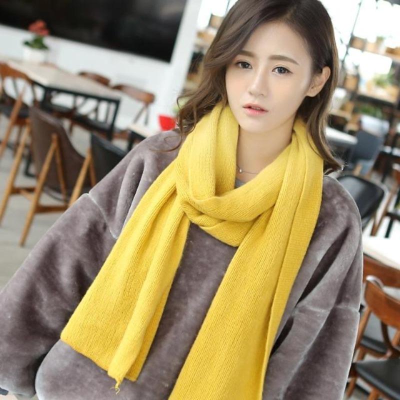 Autumn and Winter New Solid Color Imitation Cashmere Couple Scarf Thickened Warm Flat Scarf