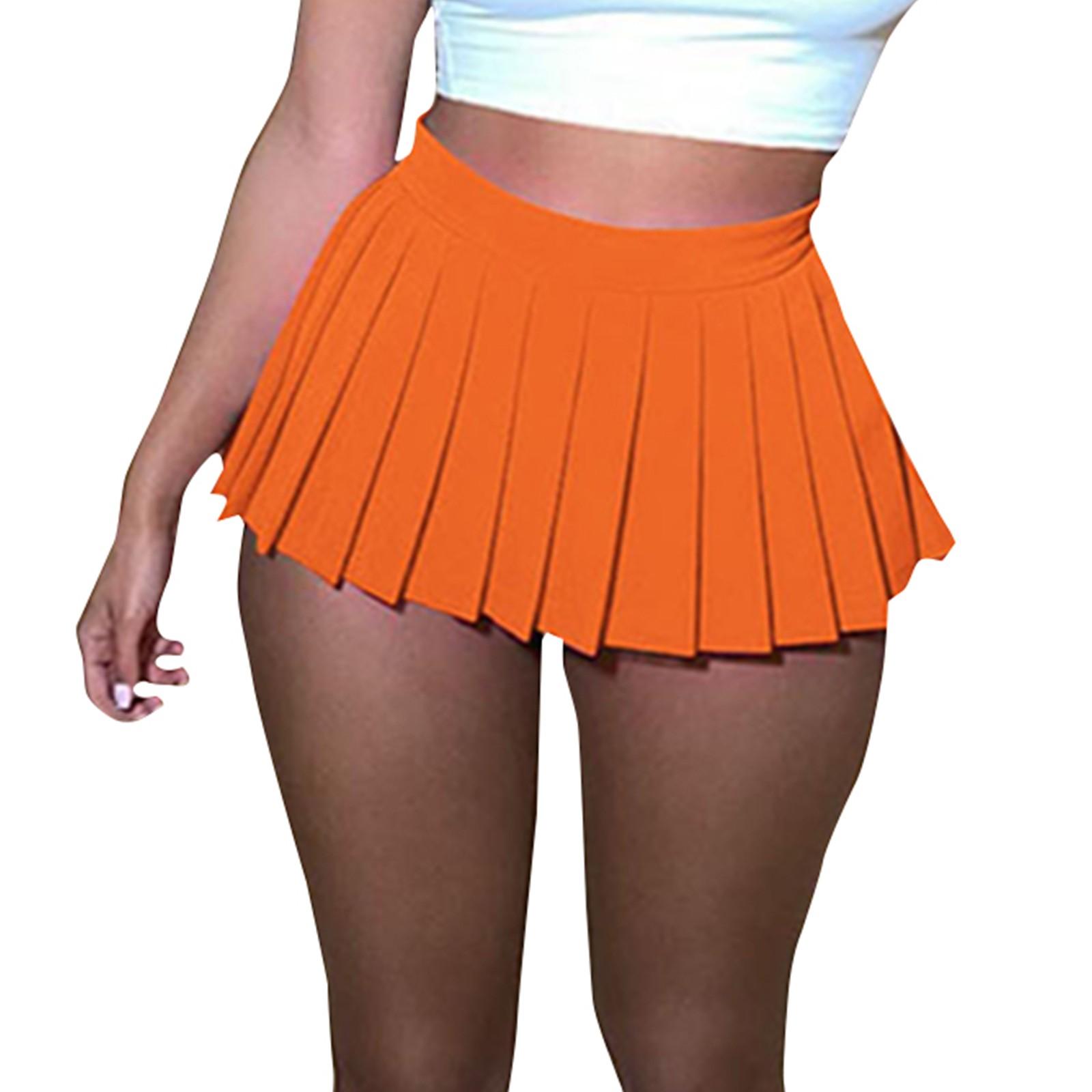 

Women s Summer Daily Color Sexy Short Pleated Skirt XL шафрановий