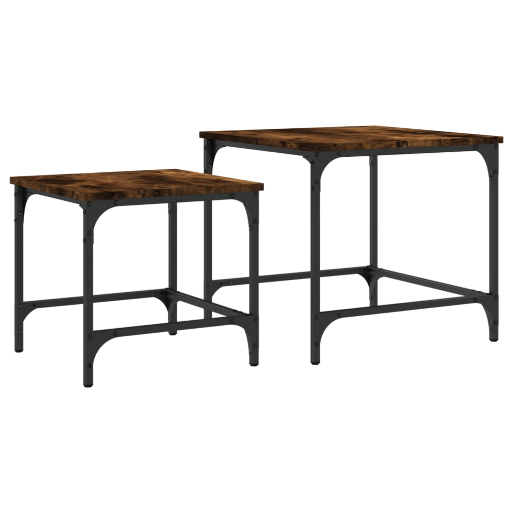  Slotted Tables, 2 Pcs., Smoked Oak