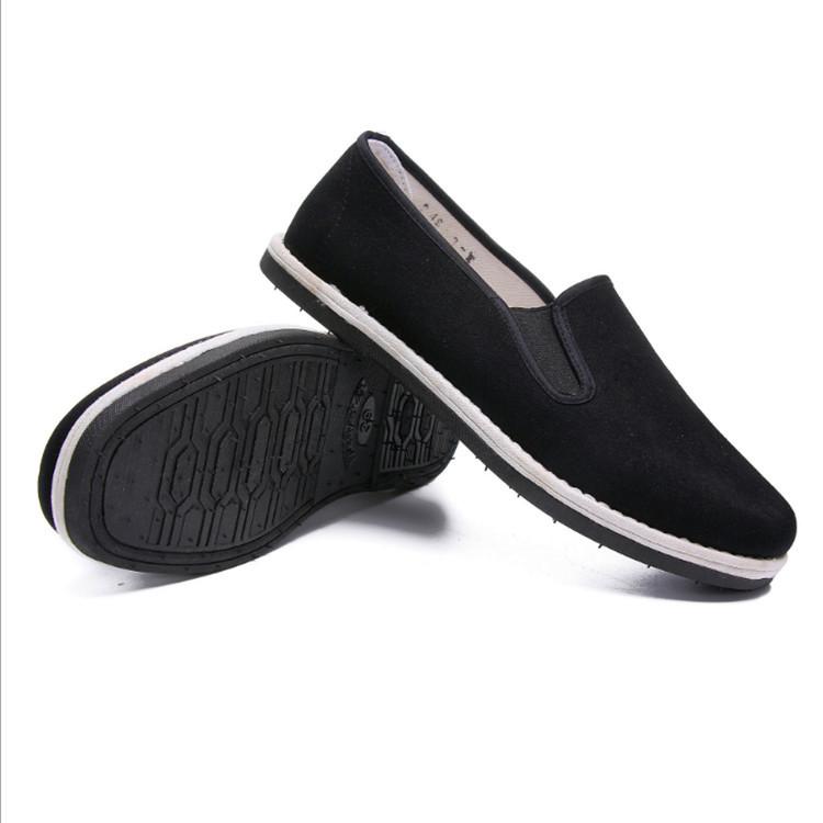 Low-top flat-soled old Beijing cloth shoes, simple solid-color cloth shoes, casual one-pedal lazy round canvas shoes