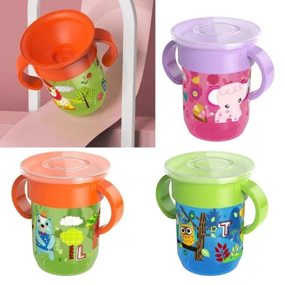 With Double Handle Baby Sip Cups Cartoon Animals Baby Learning Drinking Cup Outdoor