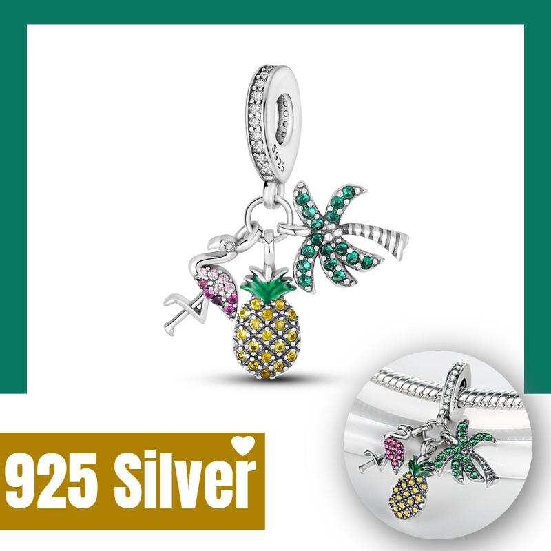 New Summer Fruit Cherry Strawberry Watermelon Charms Fit Bracelets Necklace Beads Diy Copper Women Jewelry Making