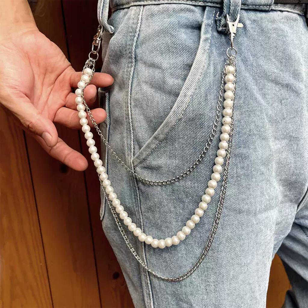 Simple Waist Chain For Women Temperament Pearl Beaded U-Shaped Waist Chain Hip Hop Rock Personality Jeans Chain Accessories