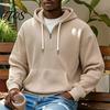 Fashionable Party Wear for Men Hooded Sweatshirt, Quarter Zipper Long Sleeve Pullover Hoodie, Warm Layering Tops Winter Corduroy Sweatshirt